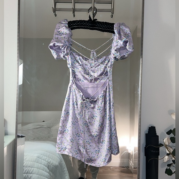 ZARA milkmaid satin effect floral mini dress - Picture 6 of 6